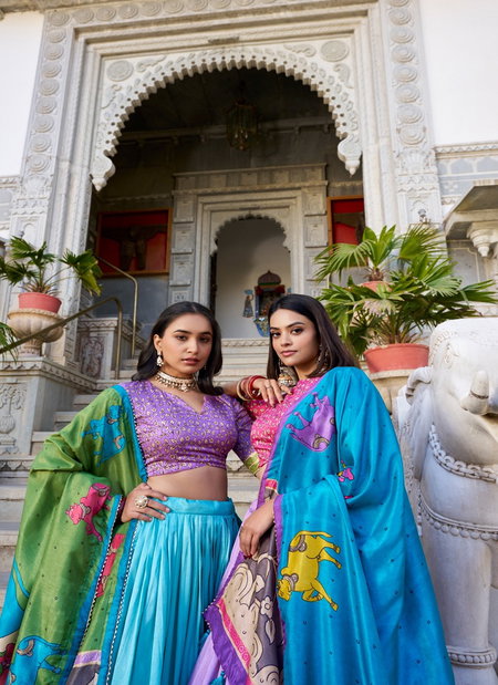 Vaishnavi By Lnb1235 Tasar Silk With Kalamkari Print Lehenga With Blouse Dupatta Online Wholesale